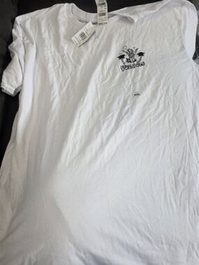 Volcom White Short Sleeve Tee with Black Chest Graphic